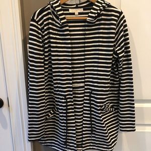 LOFT black & White Striped Cotton Hoodie Small
